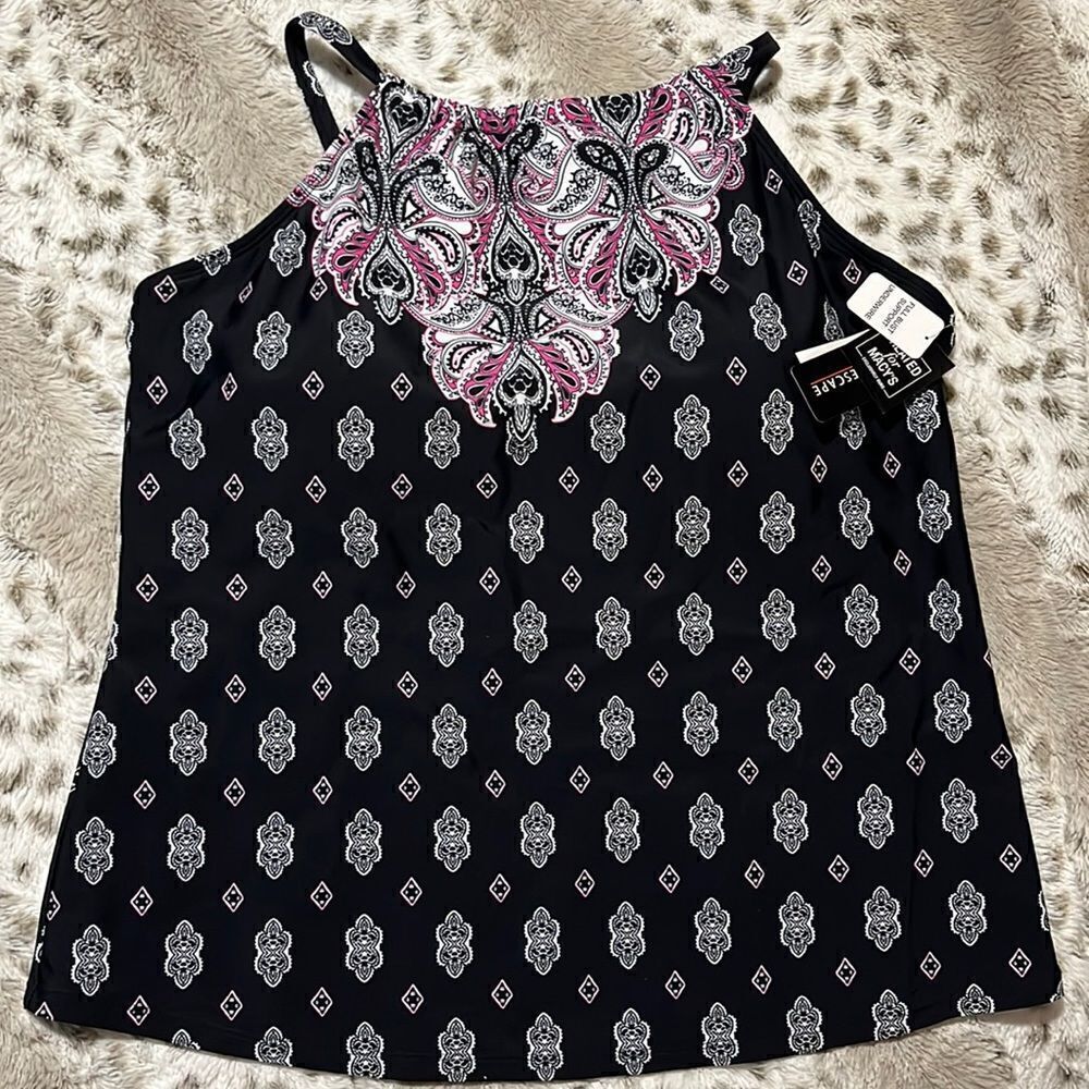 ISLAND ESCAPE White Sands Cali Printed Tankini Top - Picture 3 of 8